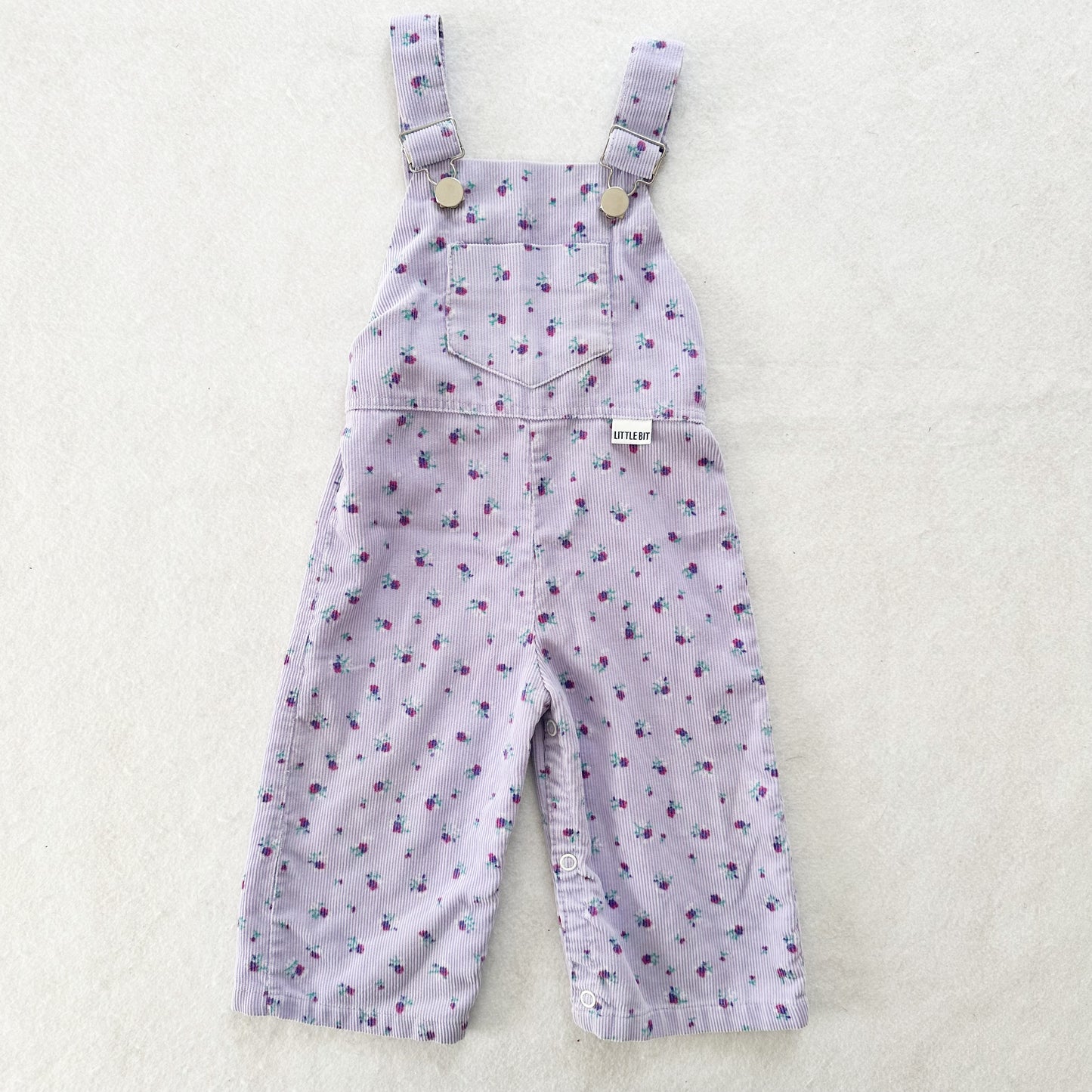 Vintage Little Bit Floral Cord Overalls: 12m - Yellow Clover Vintage Kids Clothes