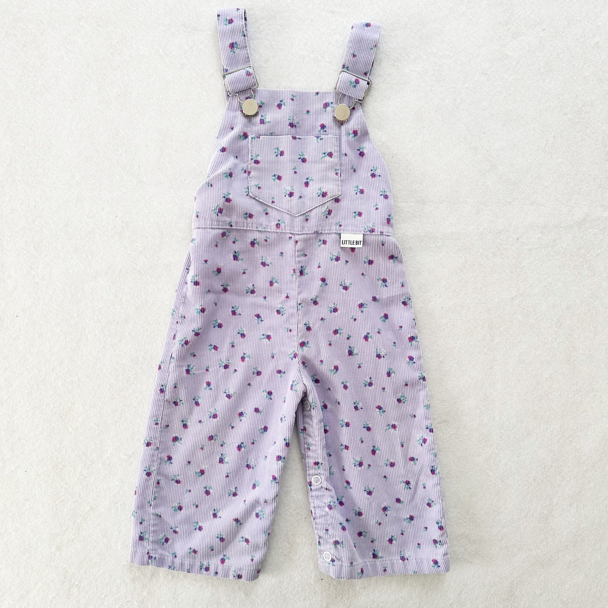 Vintage Little Bit Floral Cord Overalls: 12m - Yellow Clover Vintage Kids Clothes