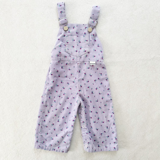 Vintage Little Bit Floral Cord Overalls: 12m - Yellow Clover Vintage Kids Clothes