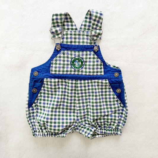 Vintage Baby Place Checkered Bubble Overalls: 12m - Yellow Clover Vintage Kids Clothes