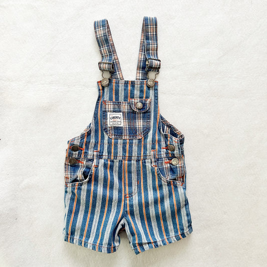 Vintage Liberty Striped Plaid Shortalls: 2T? - Yellow Clover Vintage Kids Clothes