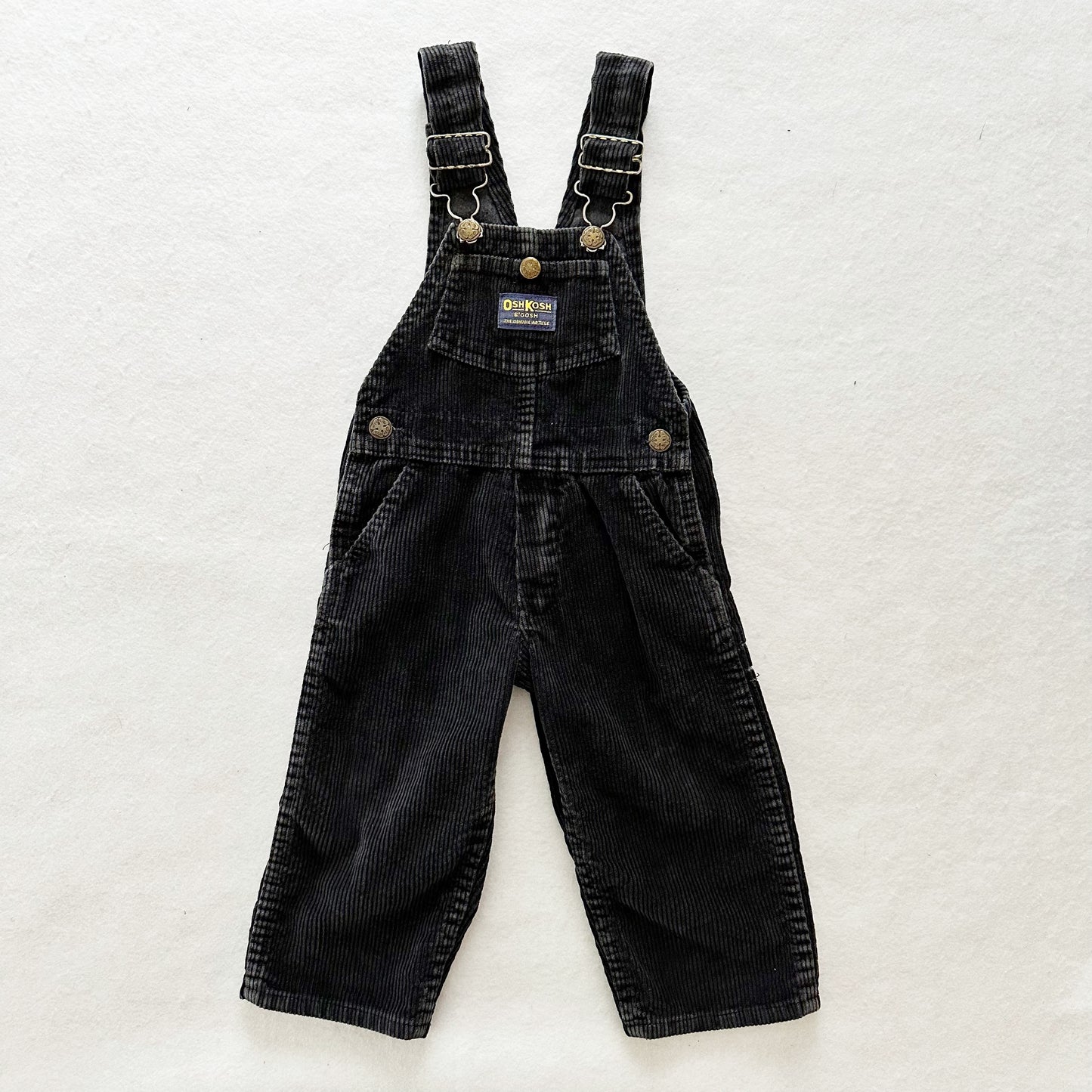 Vintage OshKosh Black Cord Overalls: 2T - Yellow Clover Vintage Kids Clothes