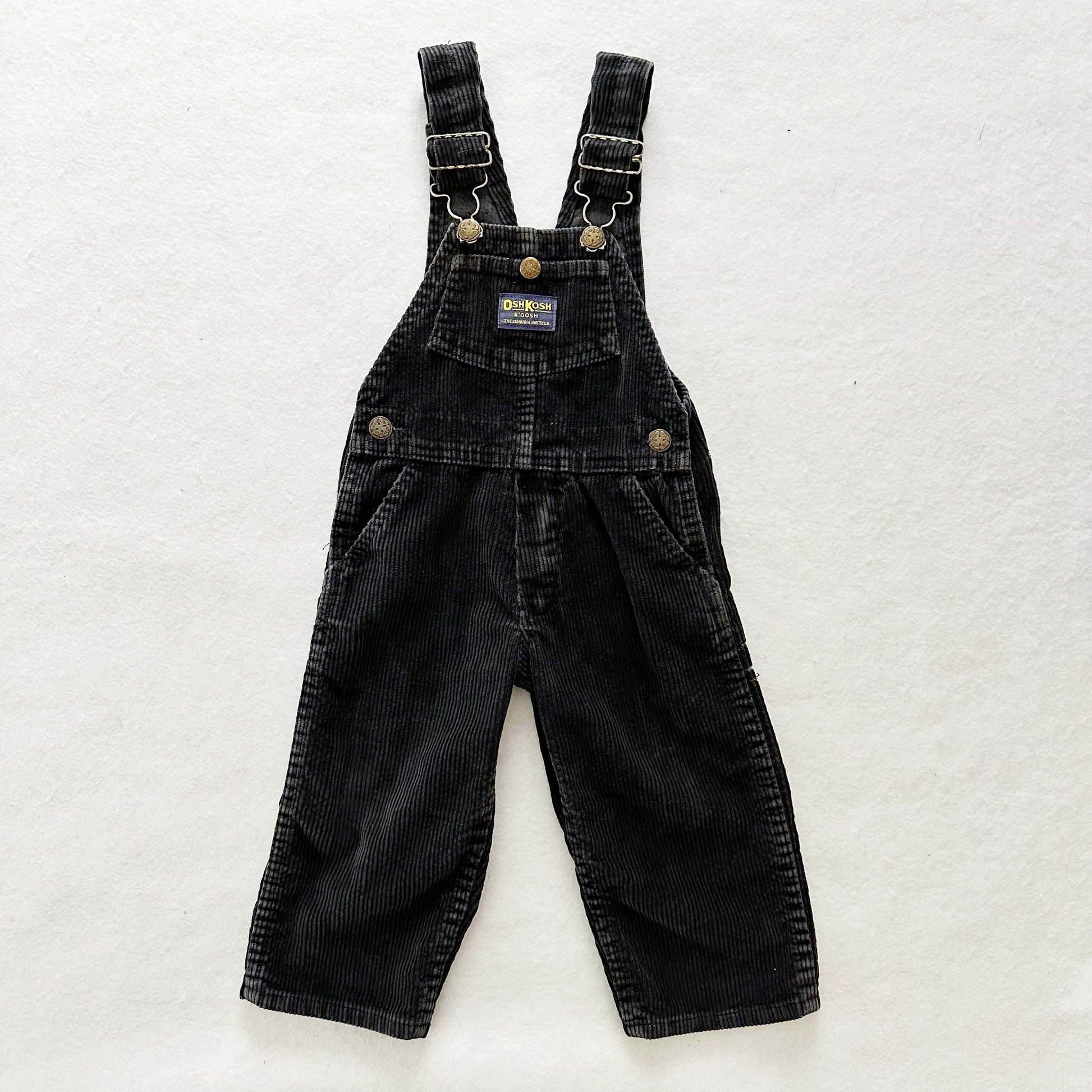 Vintage OshKosh Black Cord Overalls: 2T - Yellow Clover Vintage Kids Clothes