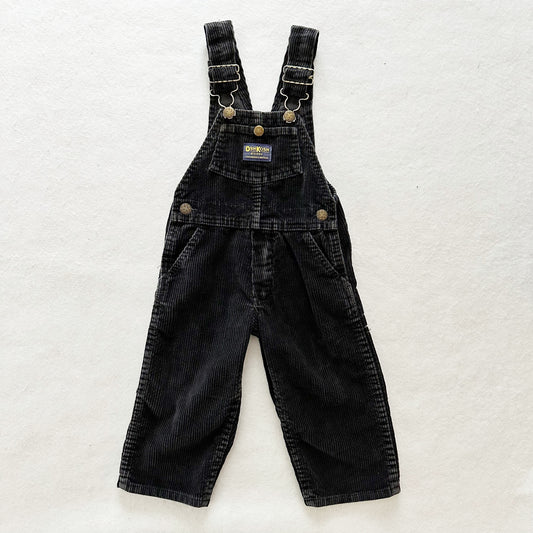 Vintage OshKosh Black Cord Overalls: 2T