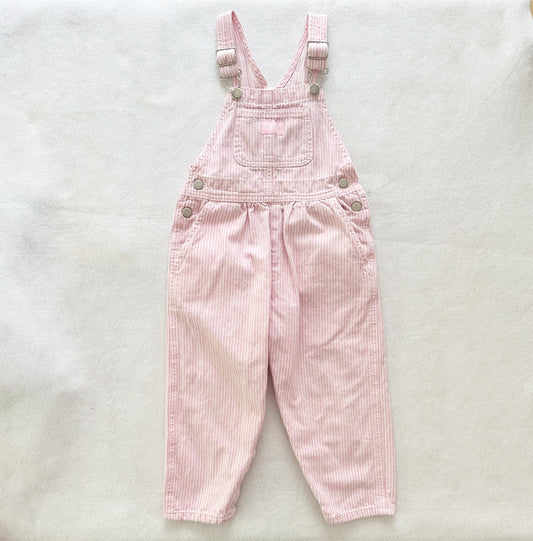 Y2K OshKosh Pink Hickory Stripe Overalls: 4T - Yellow Clover Vintage Kids Clothes