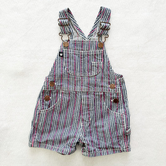 Vintage Garanimals Striped Pink Denim Shortalls: 18m