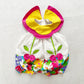 Vintage Bright Flower Collar Romper: 6m