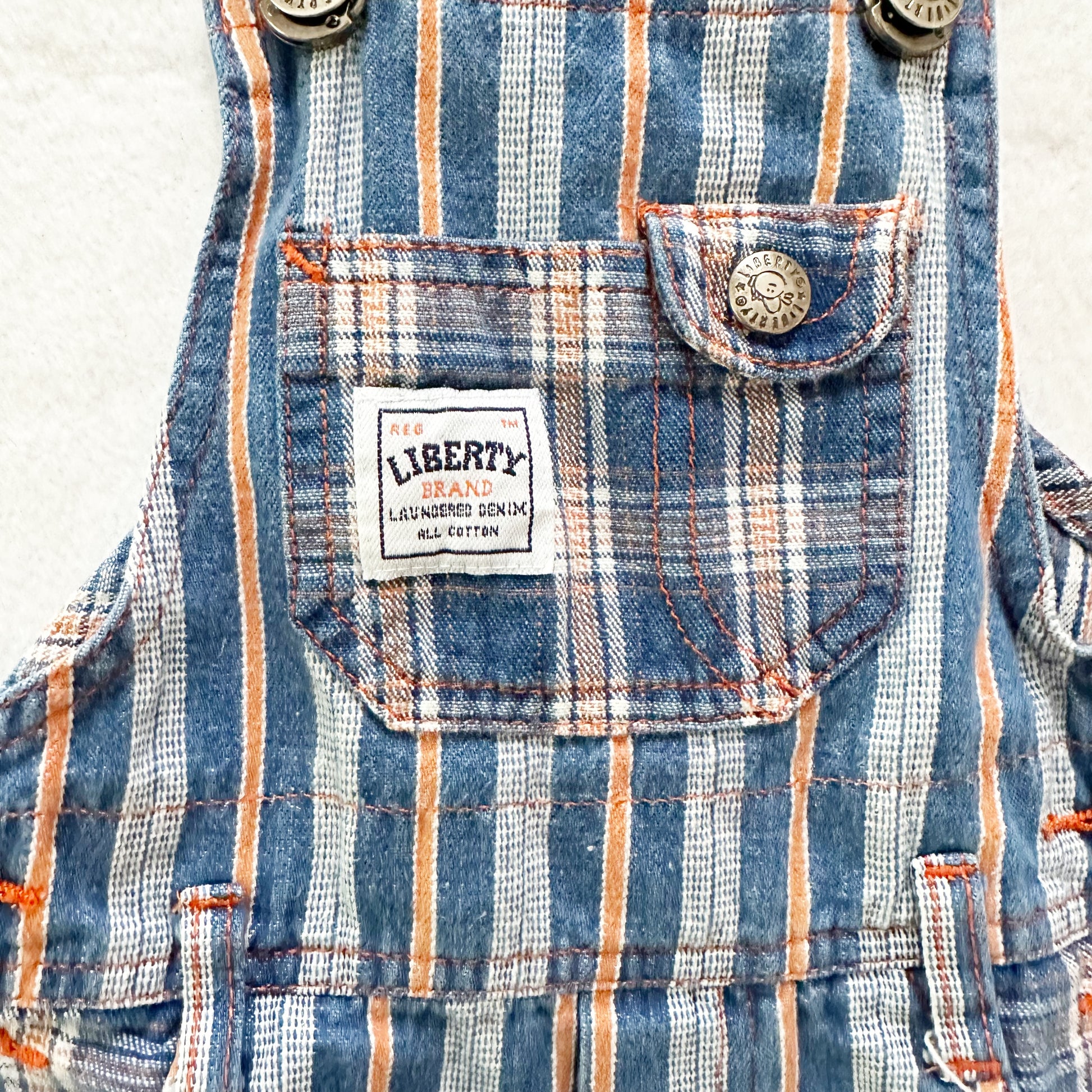 Vintage Liberty Striped Plaid Shortalls: 2T? - Yellow Clover Vintage Kids Clothes