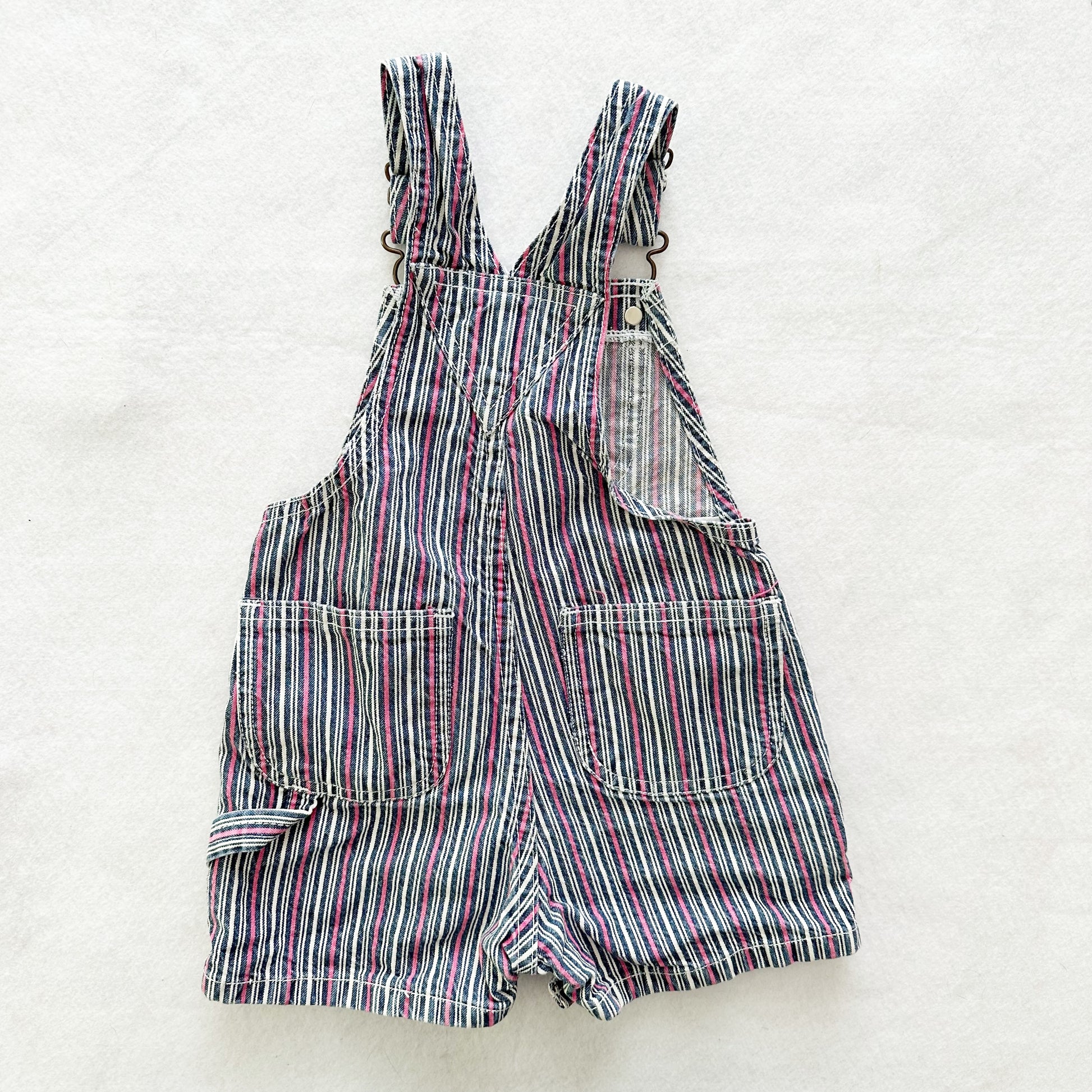 Vintage Garanimals Striped Pink Denim Shortalls: 18m - Yellow Clover Vintage Kids Clothes