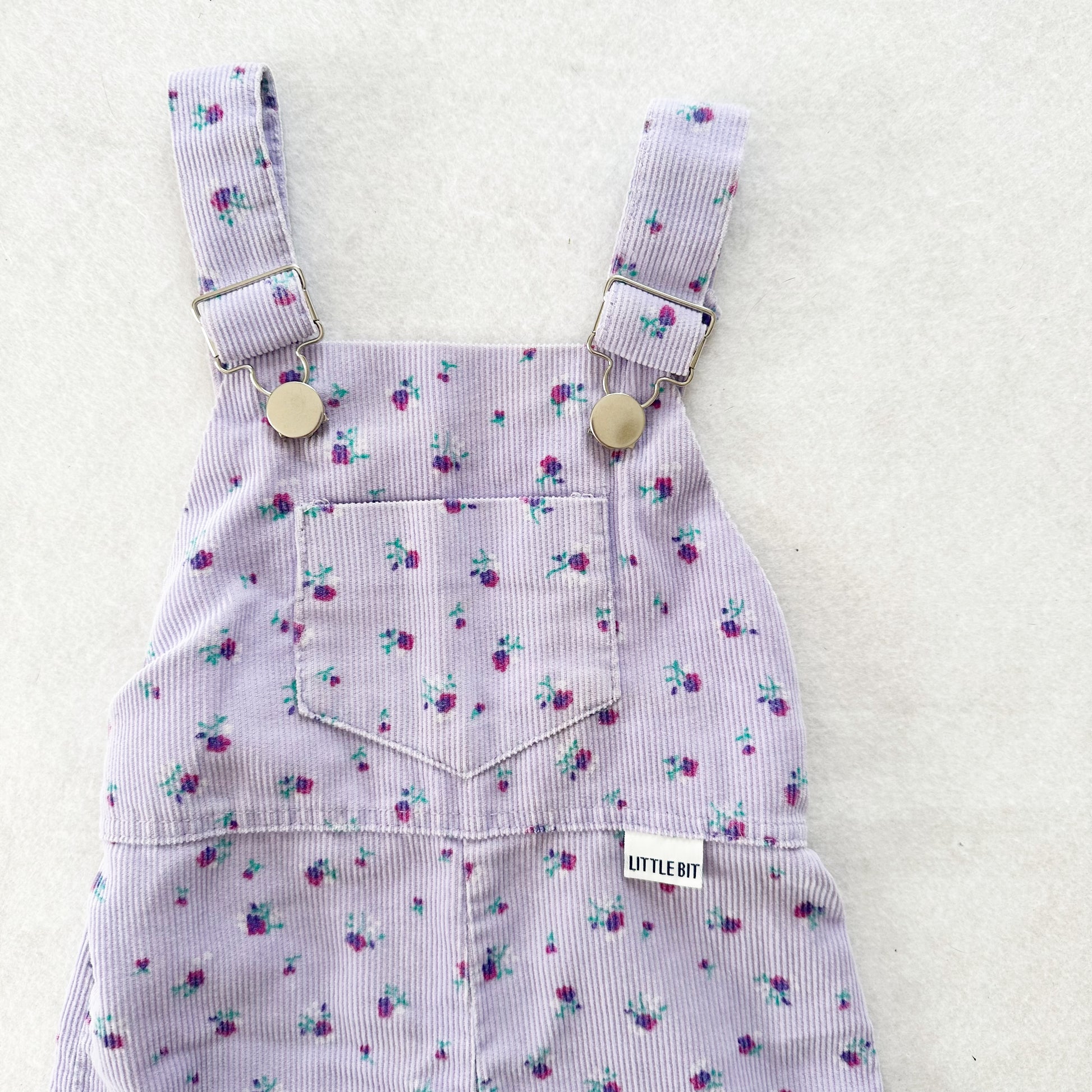 Vintage Little Bit Floral Cord Overalls: 12m - Yellow Clover Vintage Kids Clothes