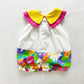 Vintage Bright Flower Collar Romper: 6m
