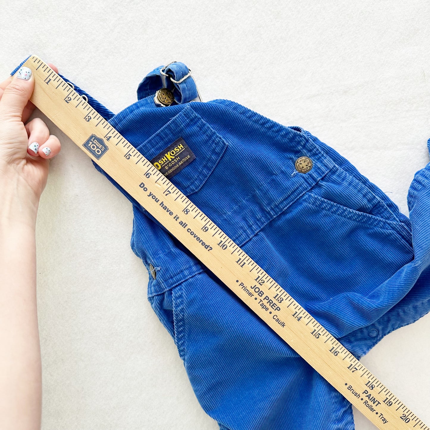 Vintage OshKosh Blue Cord Overalls: 18m