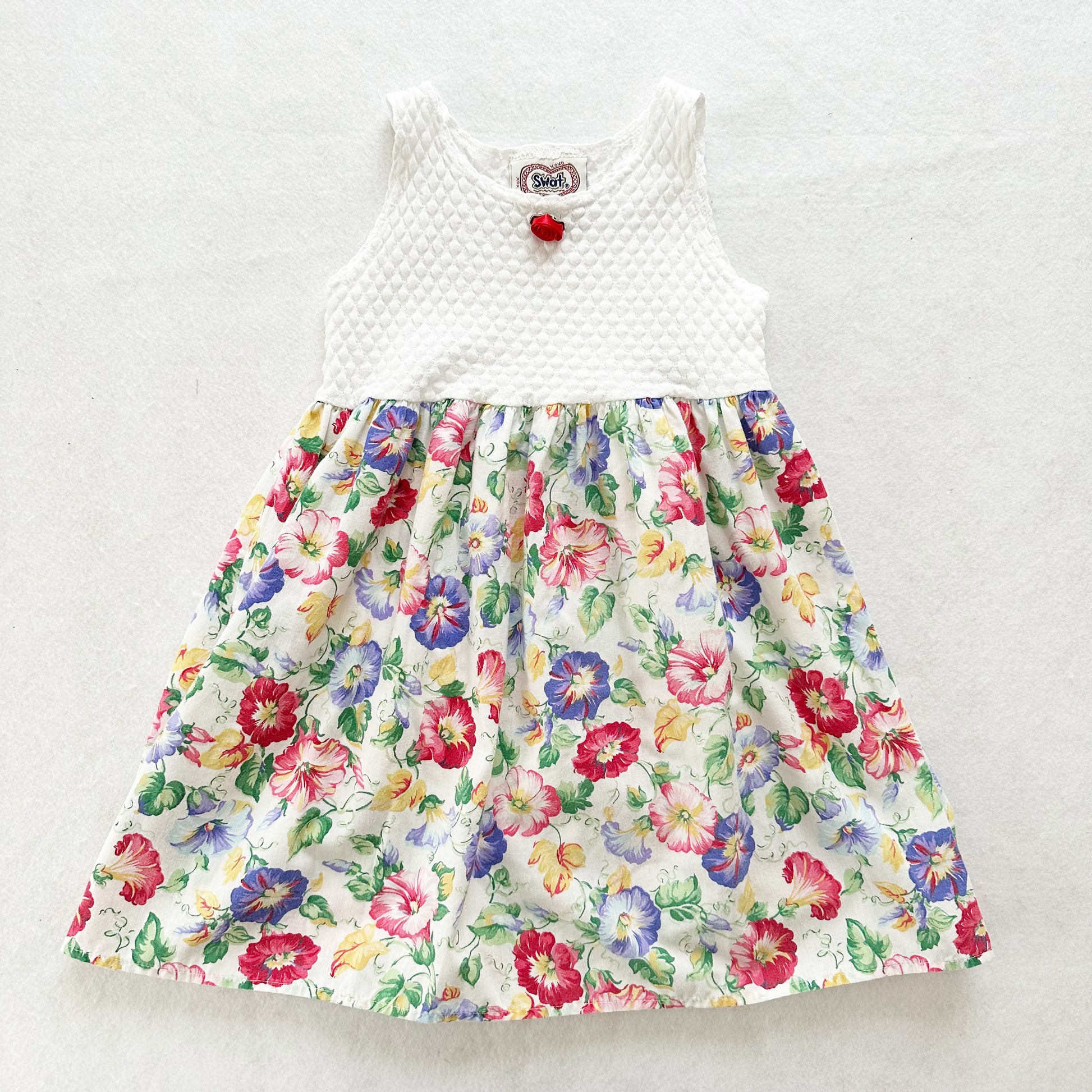Vintage Swat Floral Dress: 4T - Yellow Clover Vintage Kids Clothes