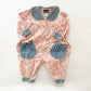 Vintage Honors Floral Chambray Romper: 12m - Yellow Clover Vintage Kids Clothes