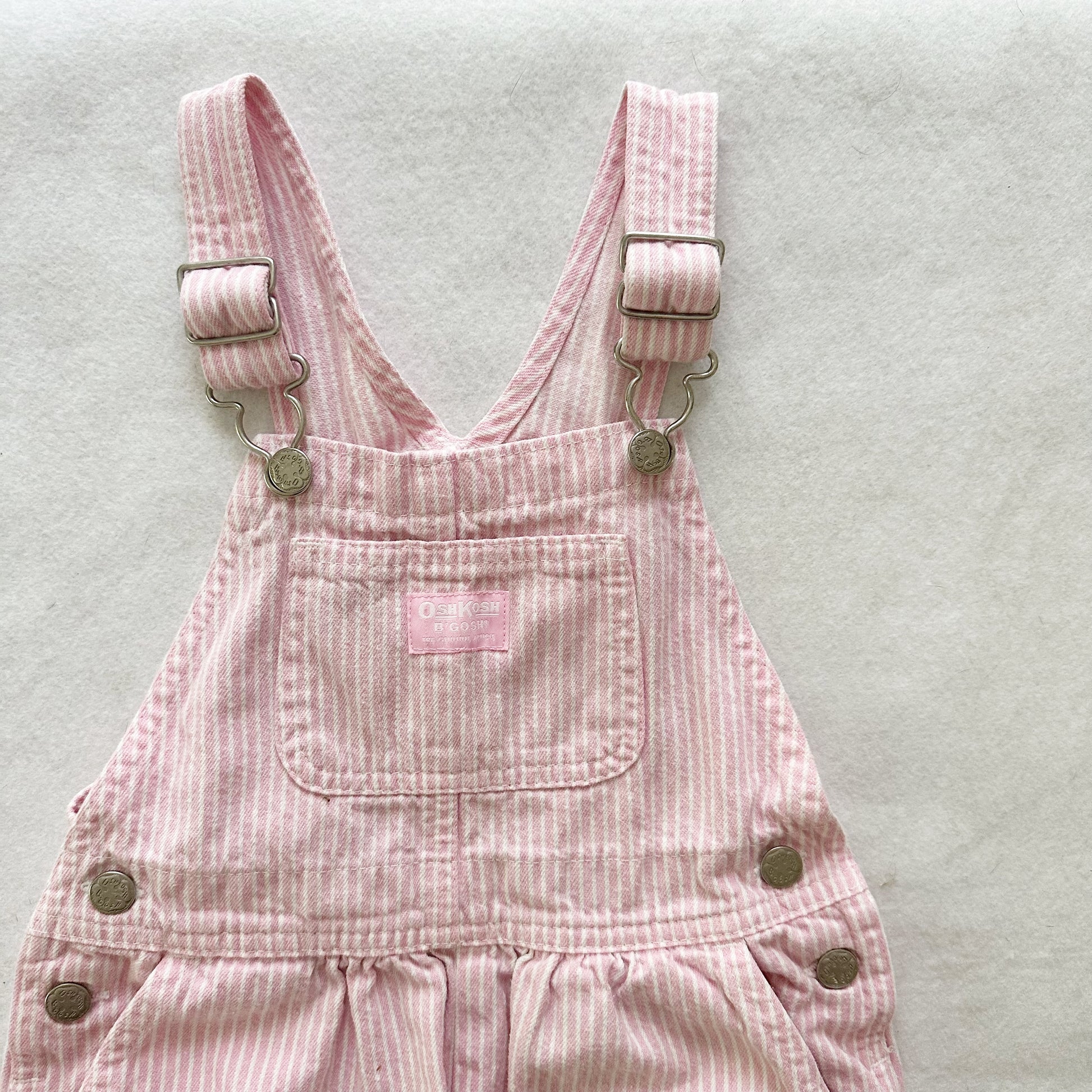 Y2K OshKosh Pink Hickory Stripe Overalls: 4T - Yellow Clover Vintage Kids Clothes