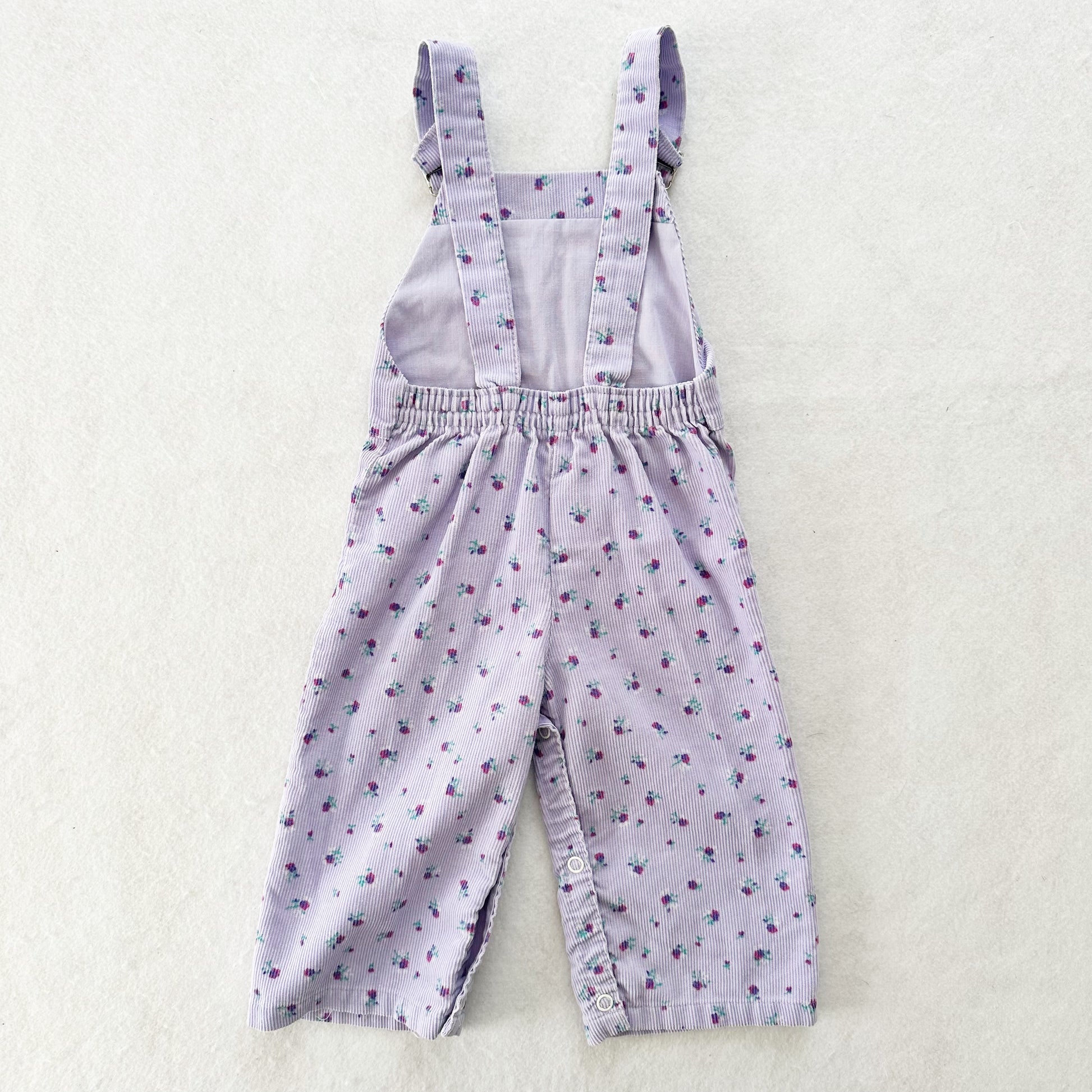 Vintage Little Bit Floral Cord Overalls: 12m - Yellow Clover Vintage Kids Clothes
