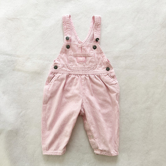 Vintage OshKosh Pink Hickory Stripe Overalls: 12m - Yellow Clover Vintage Kids Clothes