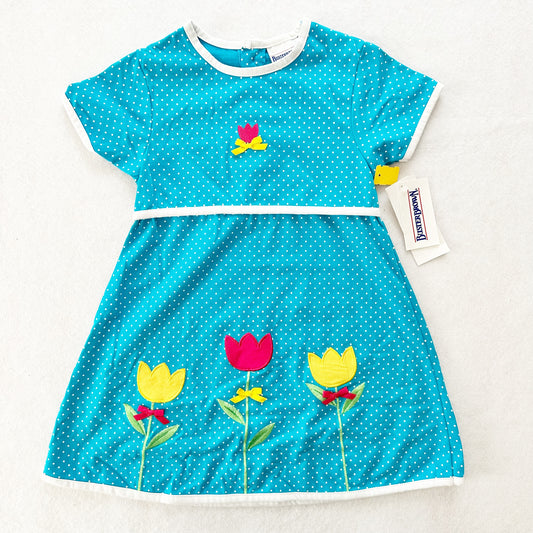 Vintage Buster Brown Flower Appliqué Dress: 6y - Yellow Clover Vintage Kids Clothes