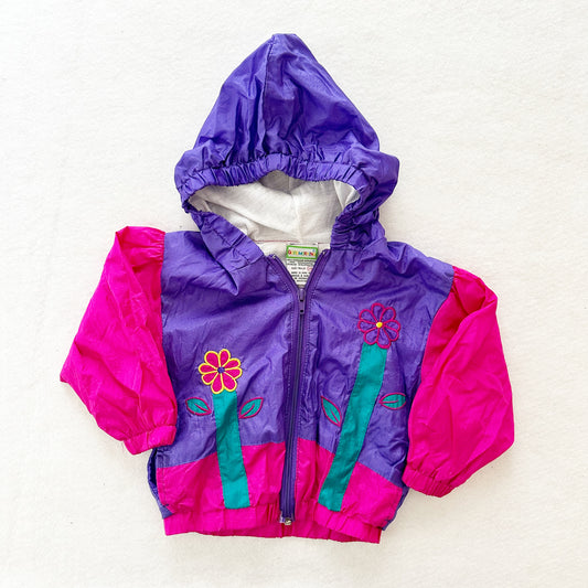 Vintage Flower Front Appliqe Windbreaker Jacket:  24m