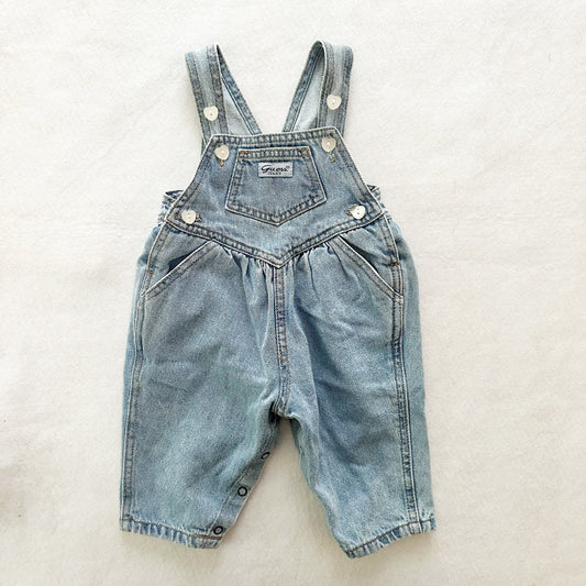 Vintage Guess Heart Button Overalls: 6m