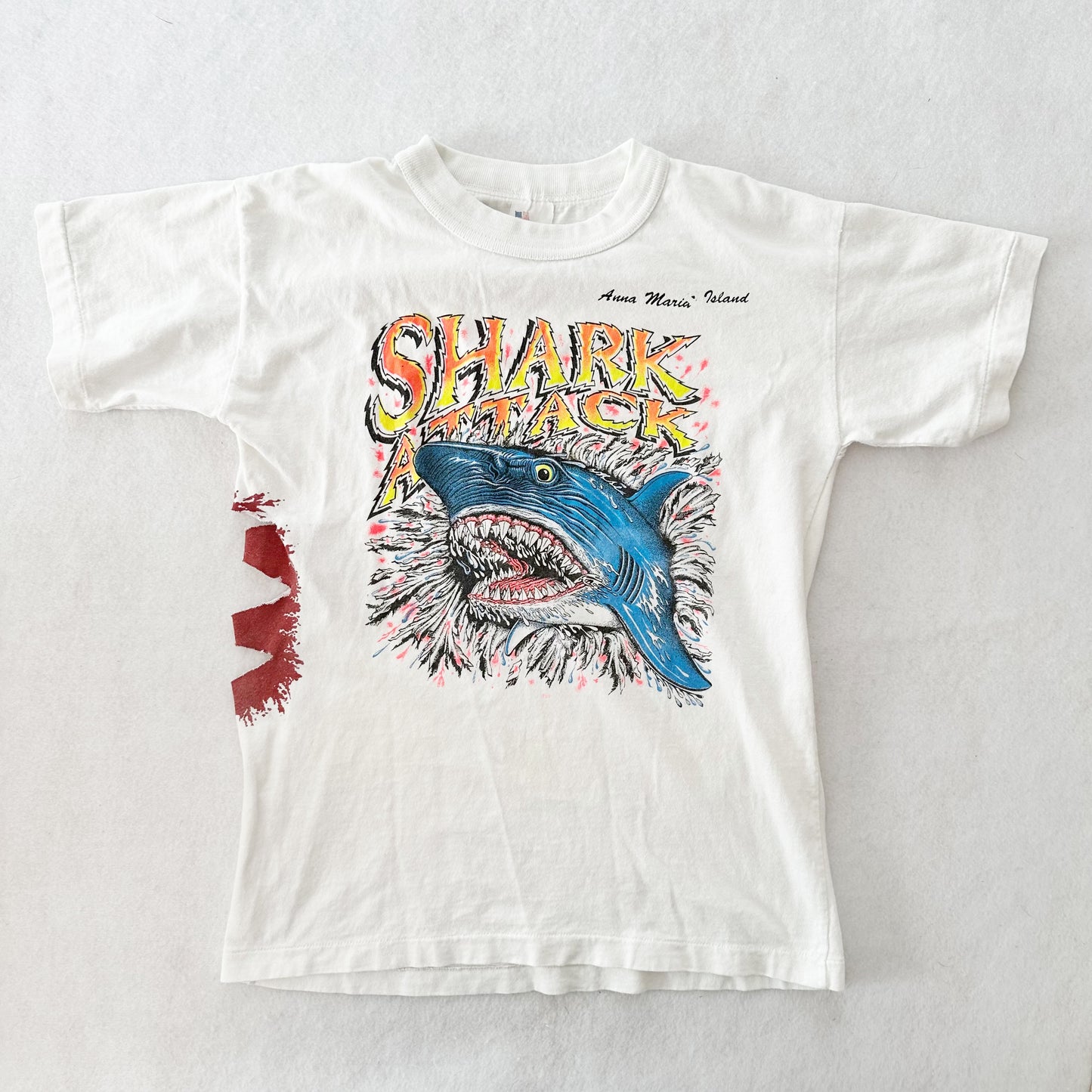 Vintage Anna Maria Island Shark Attack Tee: 10/12y? - Yellow Clover Vintage Kids Clothes