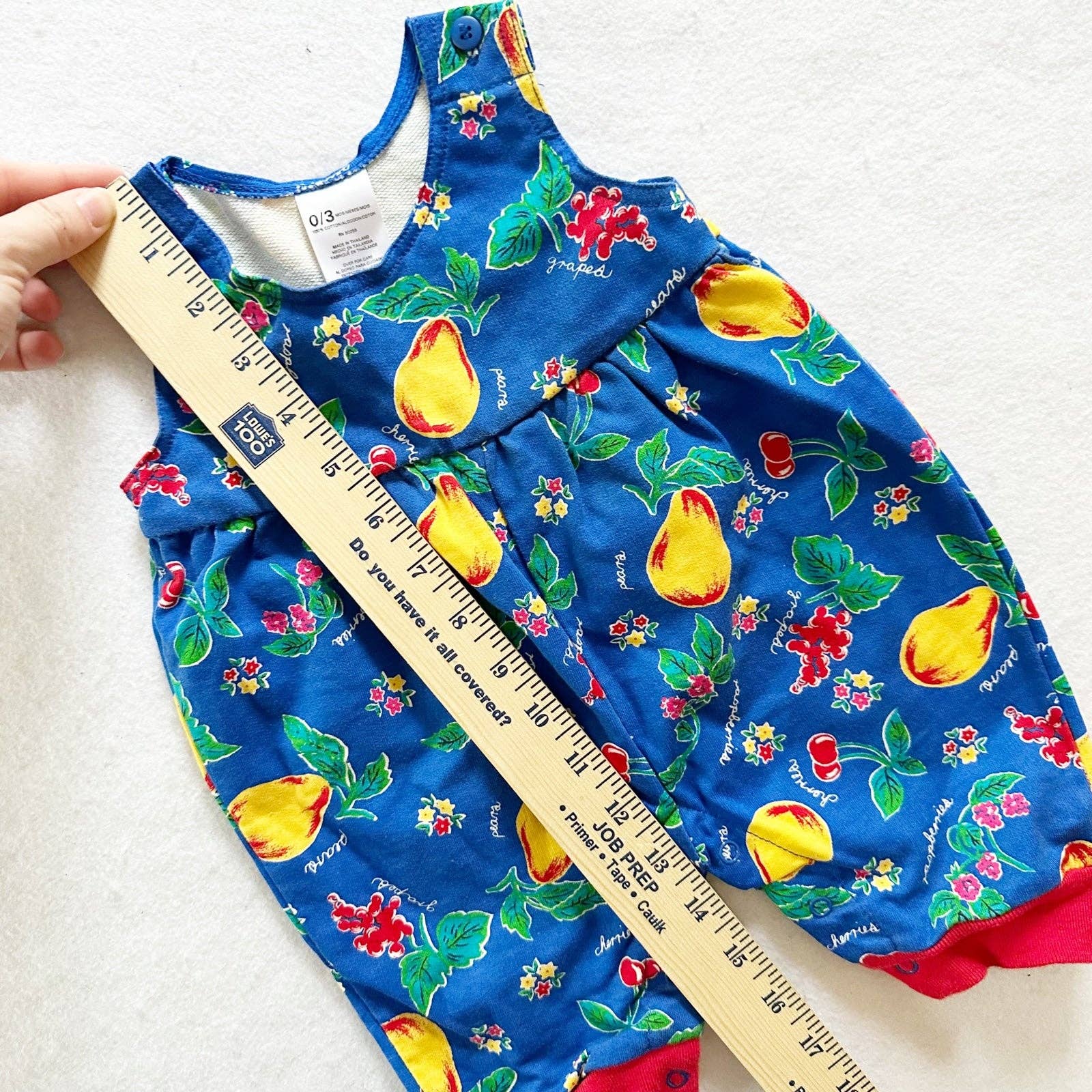 Vintage Fruit Floral Baby Romper: 3m - Yellow Clover Vintage Kids Clothes