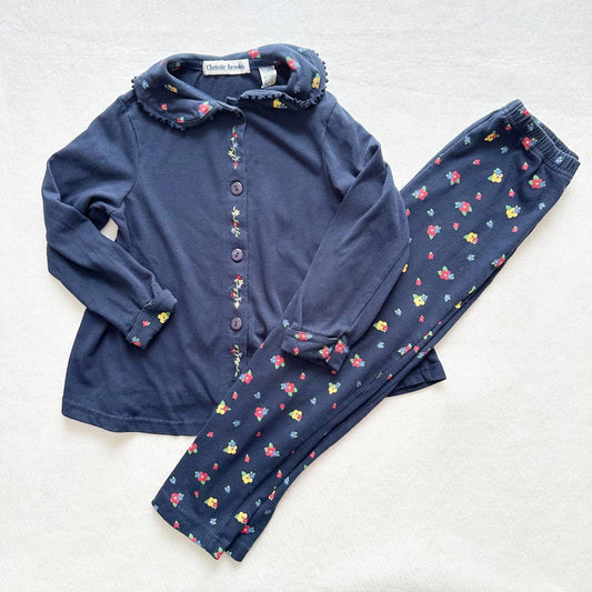 Vintage Christie Brooks Floral Embroidery Outfit - Yellow Clover Vintage Kids Clothes