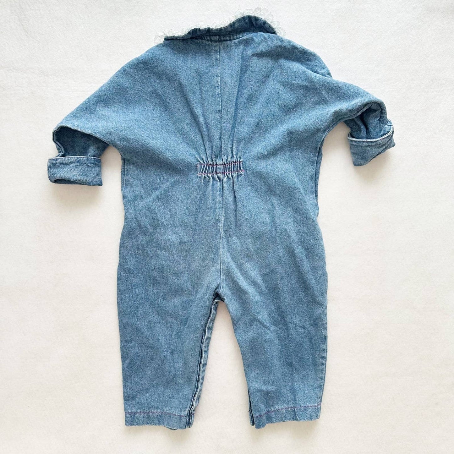 Vintage Popsicle Brand Denim Embroidered Jumpsuit Romper: 18m - Yellow Clover Vintage Kids Clothes