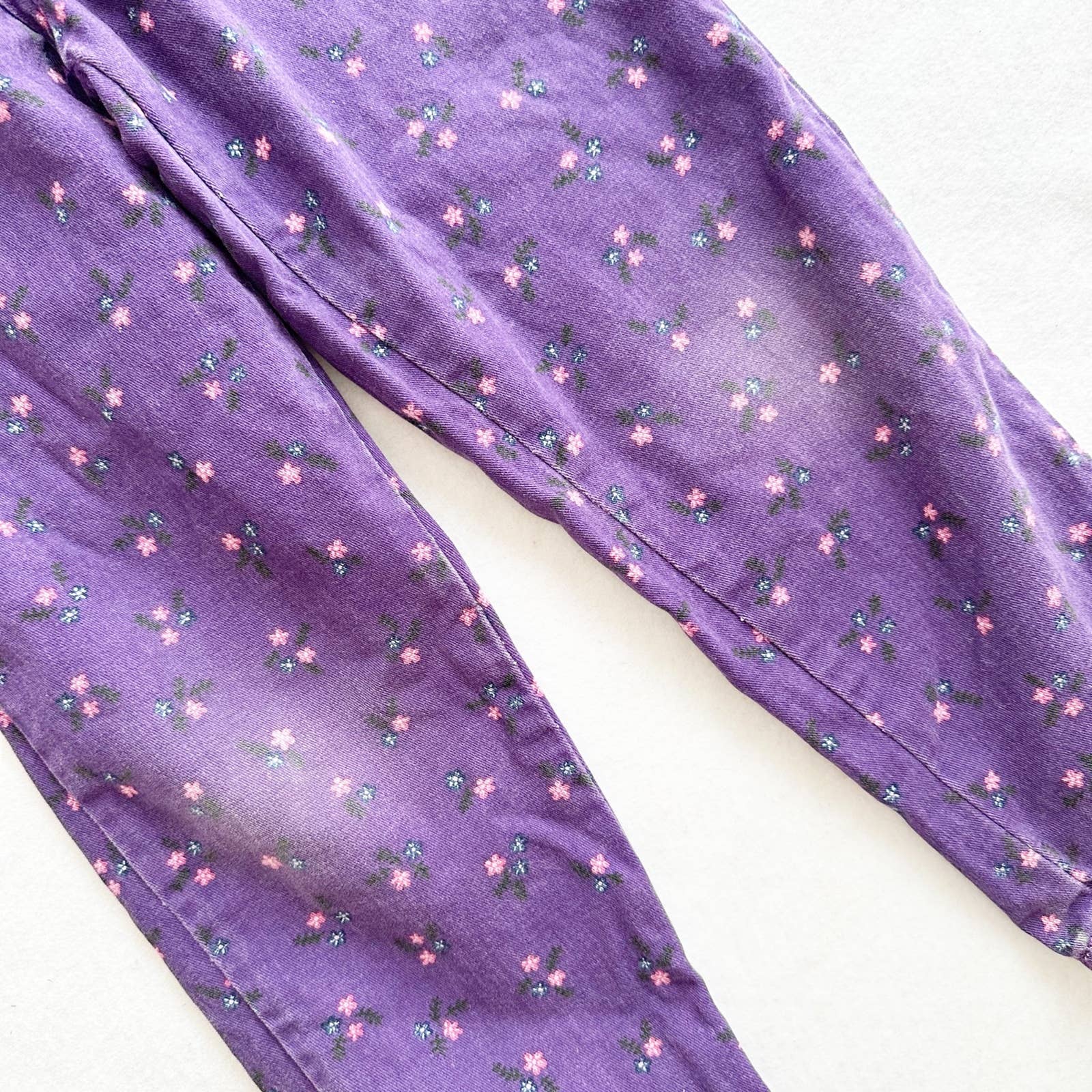 Vintage 90s Girls Purple Floral Pants: 7y? - Yellow Clover Vintage Kids Clothes