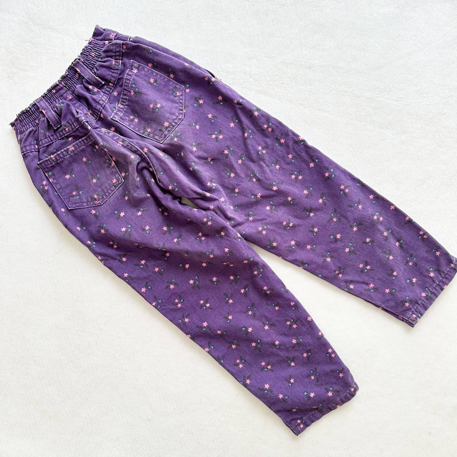 Vintage 90s Girls Purple Floral Pants: 7y? - Yellow Clover Vintage Kids Clothes