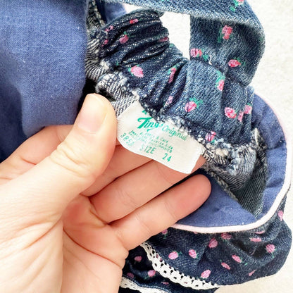 Vintage Tiny Tots Rosebud Denim Romper: 18/24m - Yellow Clover Vintage Kids Clothes