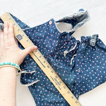 Vintage Tiny Tots Rosebud Denim Romper: 18/24m - Yellow Clover Vintage Kids Clothes