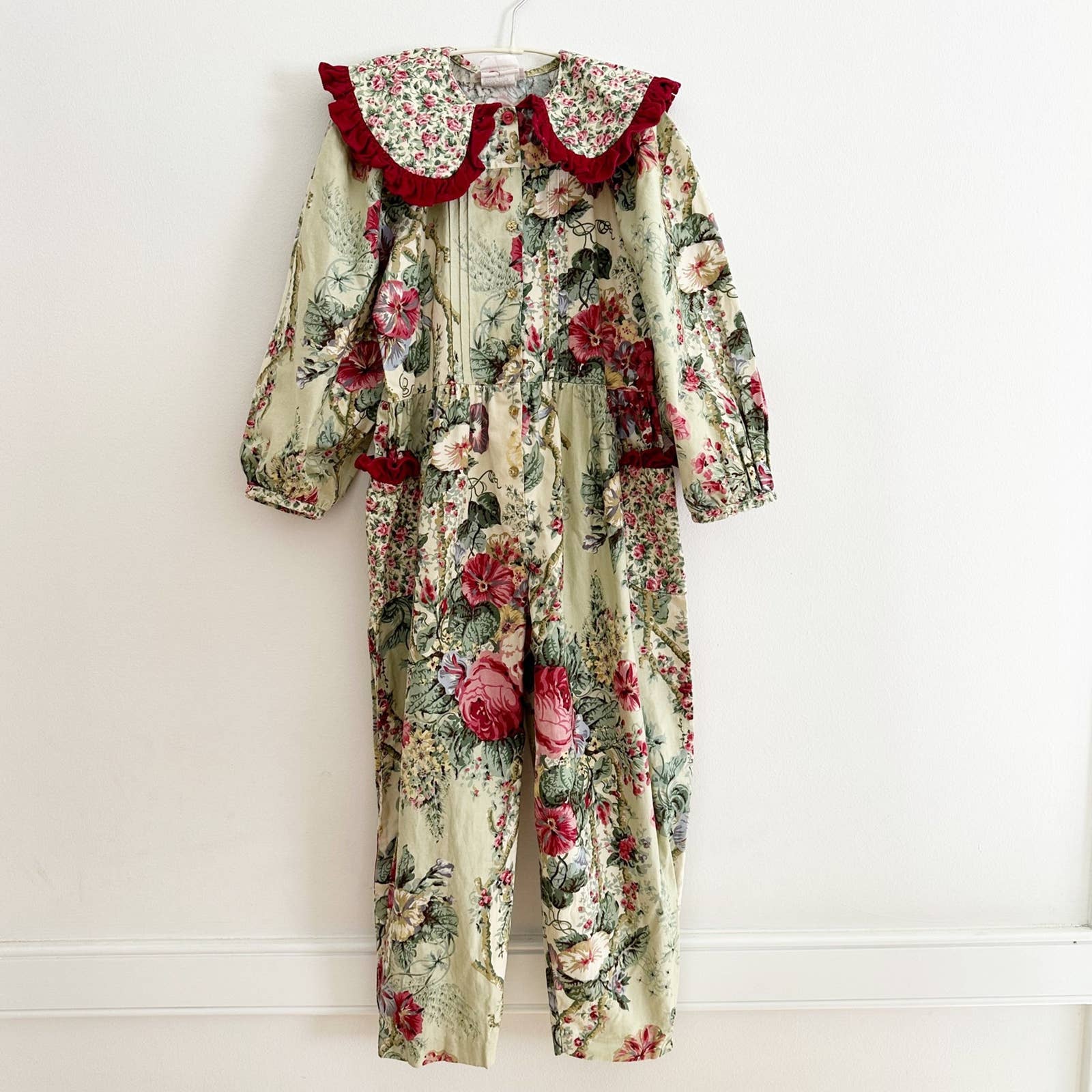 Vintage Wee Clancy Girls Floral Jumpsuit Romper: 8y - Yellow Clover Vintage Kids Clothes