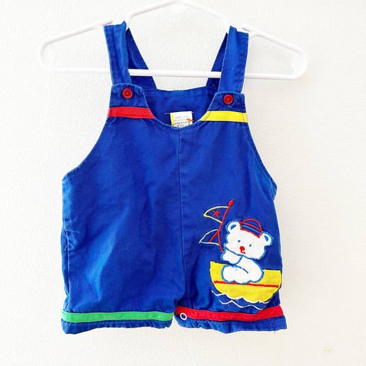 Vintage Unbranded Bear Sailboat Short Romper: 6m - Yellow Clover Vintage Kids Clothes