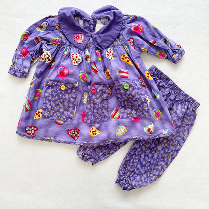Vintage Chicken Noodle Tea Party Tunic and Pants Set - Yellow Clover Vintage Kids Clothes