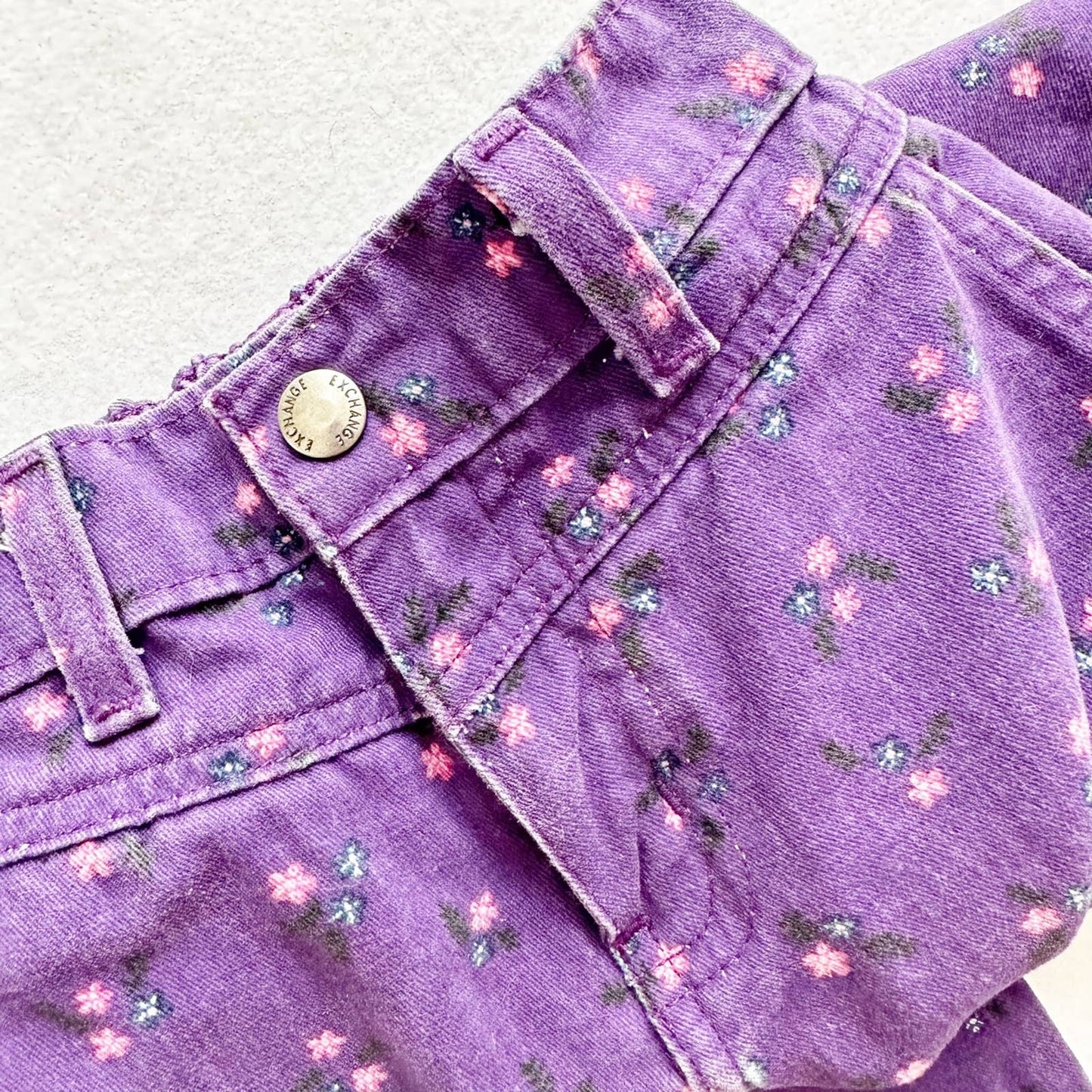 Vintage 90s Girls Purple Floral Pants: 7y? - Yellow Clover Vintage Kids Clothes