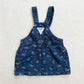 Vintage OshKosh Floral Denim Skirtall Jumper: 12m - Yellow Clover Vintage Kids Clothes