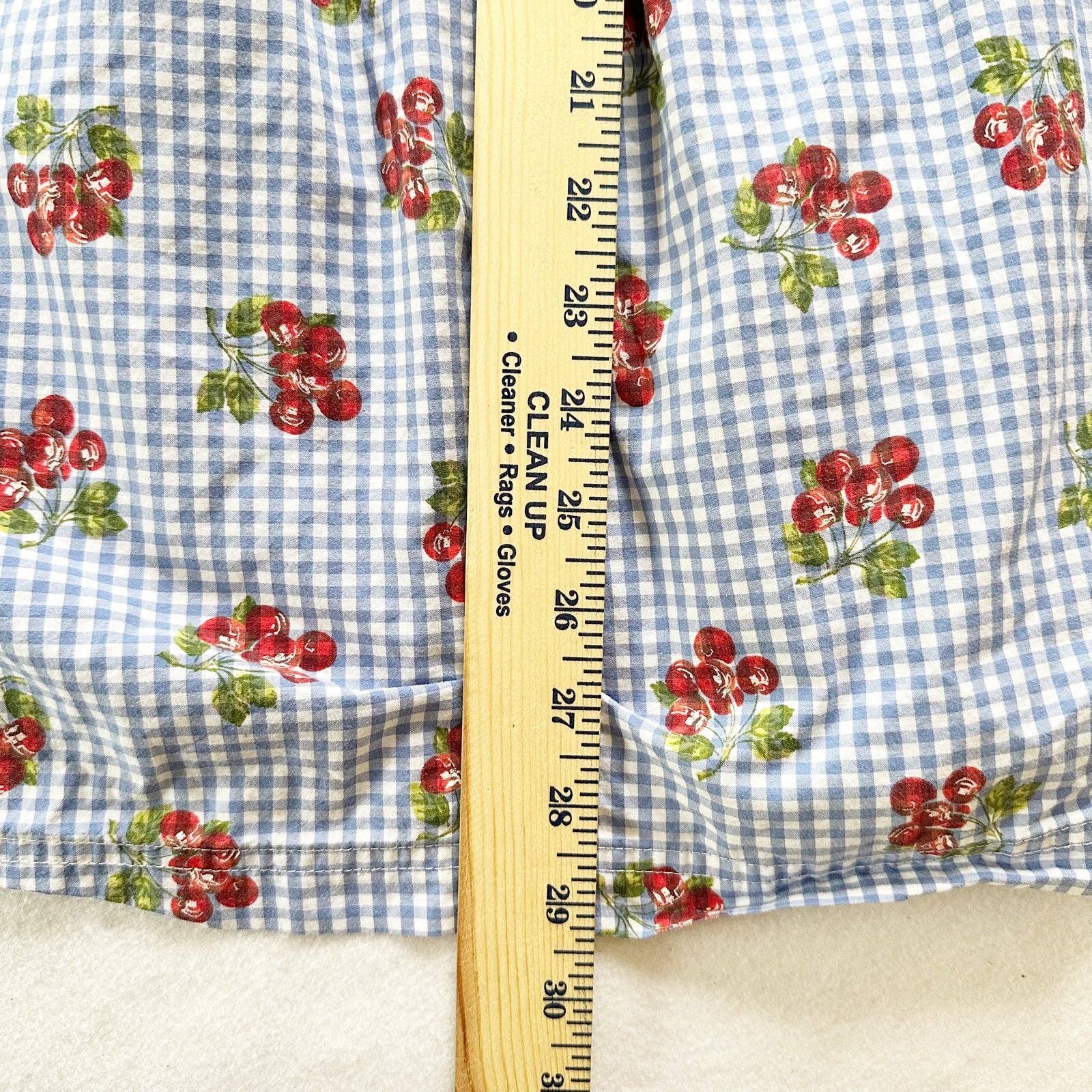 Vintage Lands’ End Cherry Gingham Print Sleeveless Dress: 6X - Yellow Clover Vintage Kids Clothes