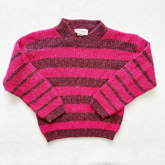 Vintage Grand Knitwear Striped Color Fleck Sweater - Yellow Clover Vintage Kids Clothes