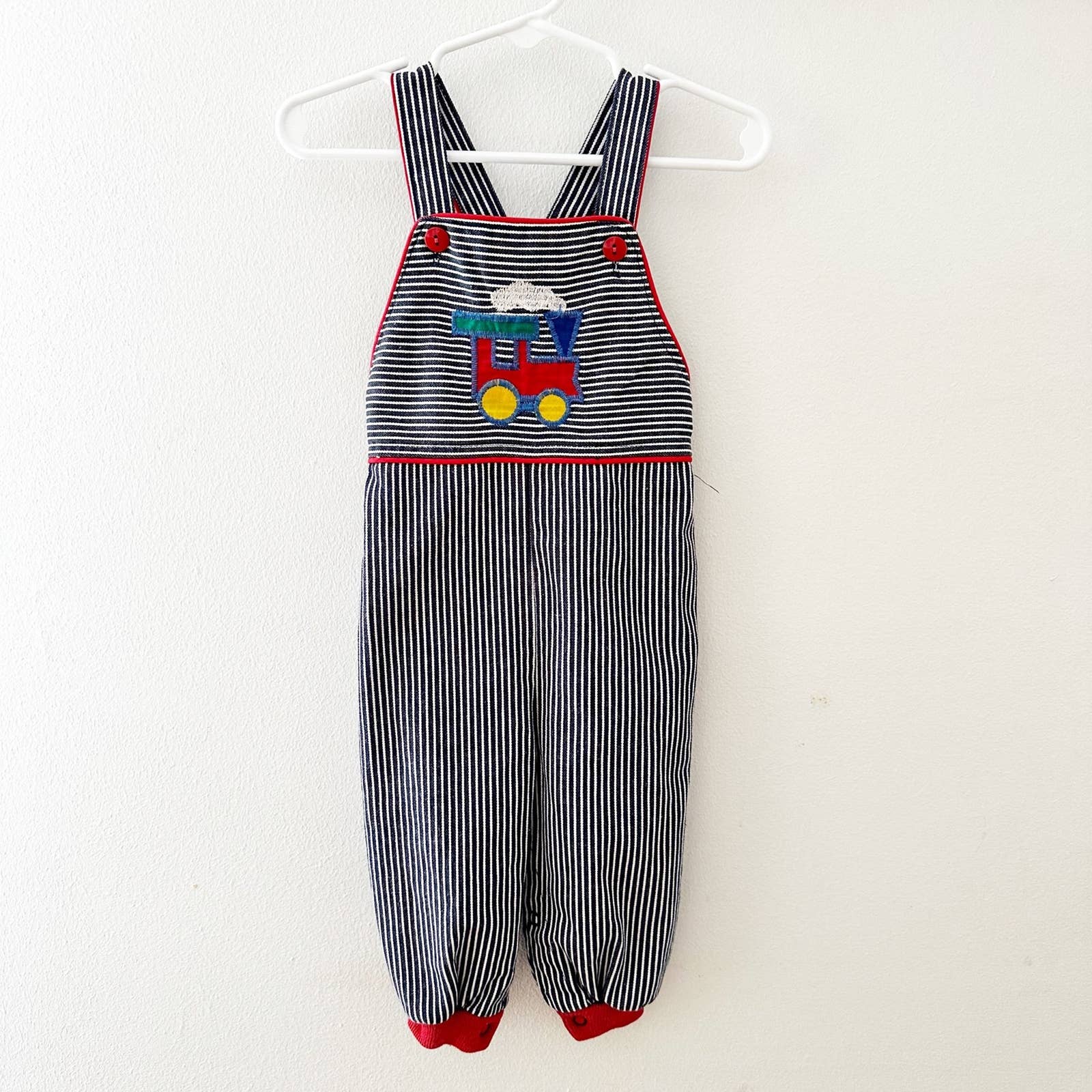 Vintage Healthtex Striped Train Romper: 18m - Yellow Clover Vintage Kids Clothes