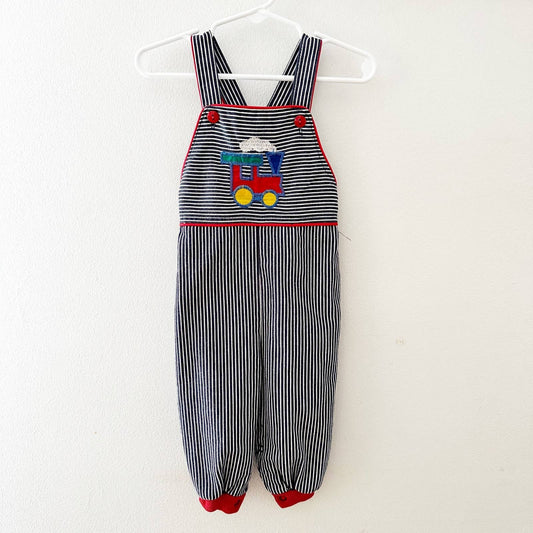 Vintage Healthtex Striped Train Romper: 18m - Yellow Clover Vintage Kids Clothes