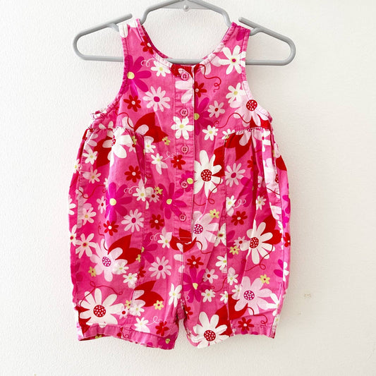 Vintage Lands’ End Flower Daisy Romper: 12m - Yellow Clover Vintage Kids Clothes