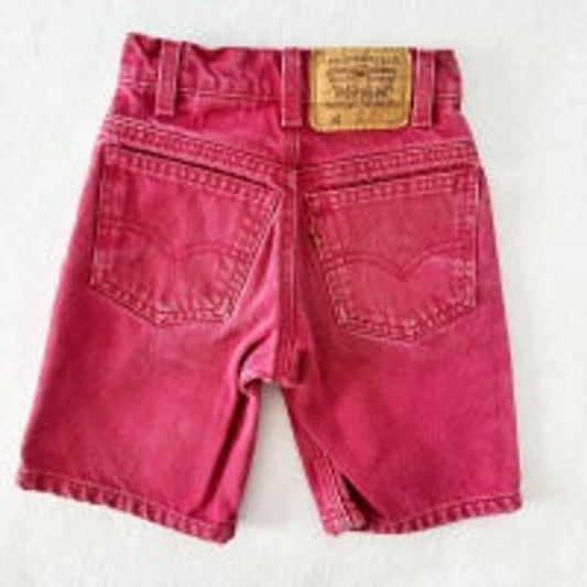 Vintage Darker Red Wash Denim Orange Tab Levi’s Shorts: 6y - Yellow Clover Vintage Kids Clothes