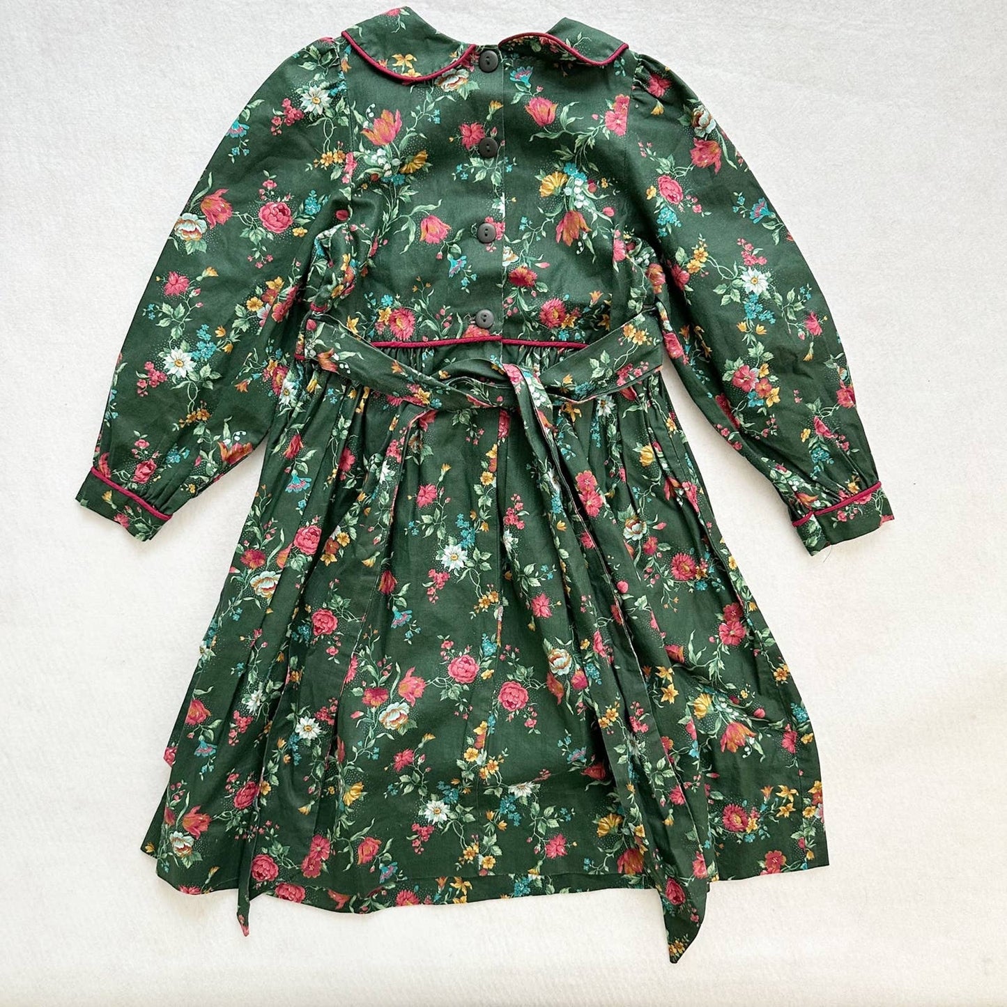 Vintage 90s My Twinn Floral Green Collared Dress: 6y - Yellow Clover Vintage Kids Clothes