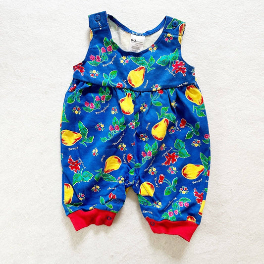 Vintage Fruit Floral Baby Romper: 3m - Yellow Clover Vintage Kids Clothes