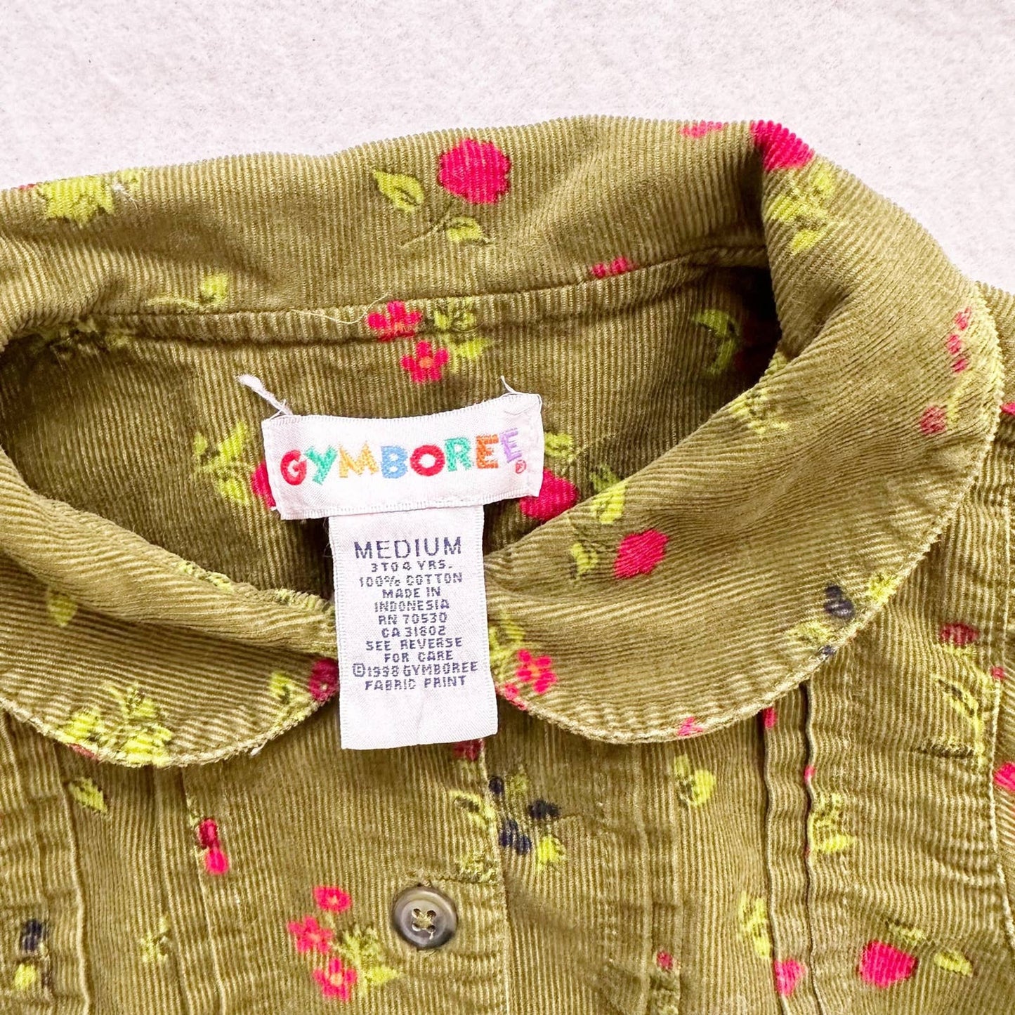 Vintage Gymboree Floral Fine Cord Long Sleeve Collared Dress: 4T - Yellow Clover Vintage Kids Clothes