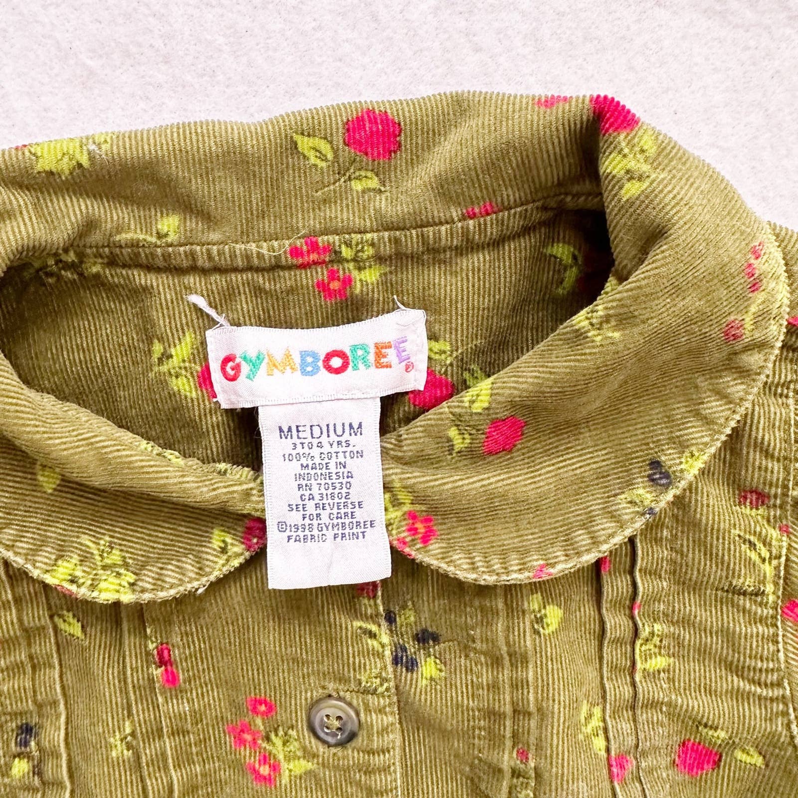 Vintage Gymboree Floral Fine Cord Long Sleeve Collared Dress: 4T - Yellow Clover Vintage Kids Clothes