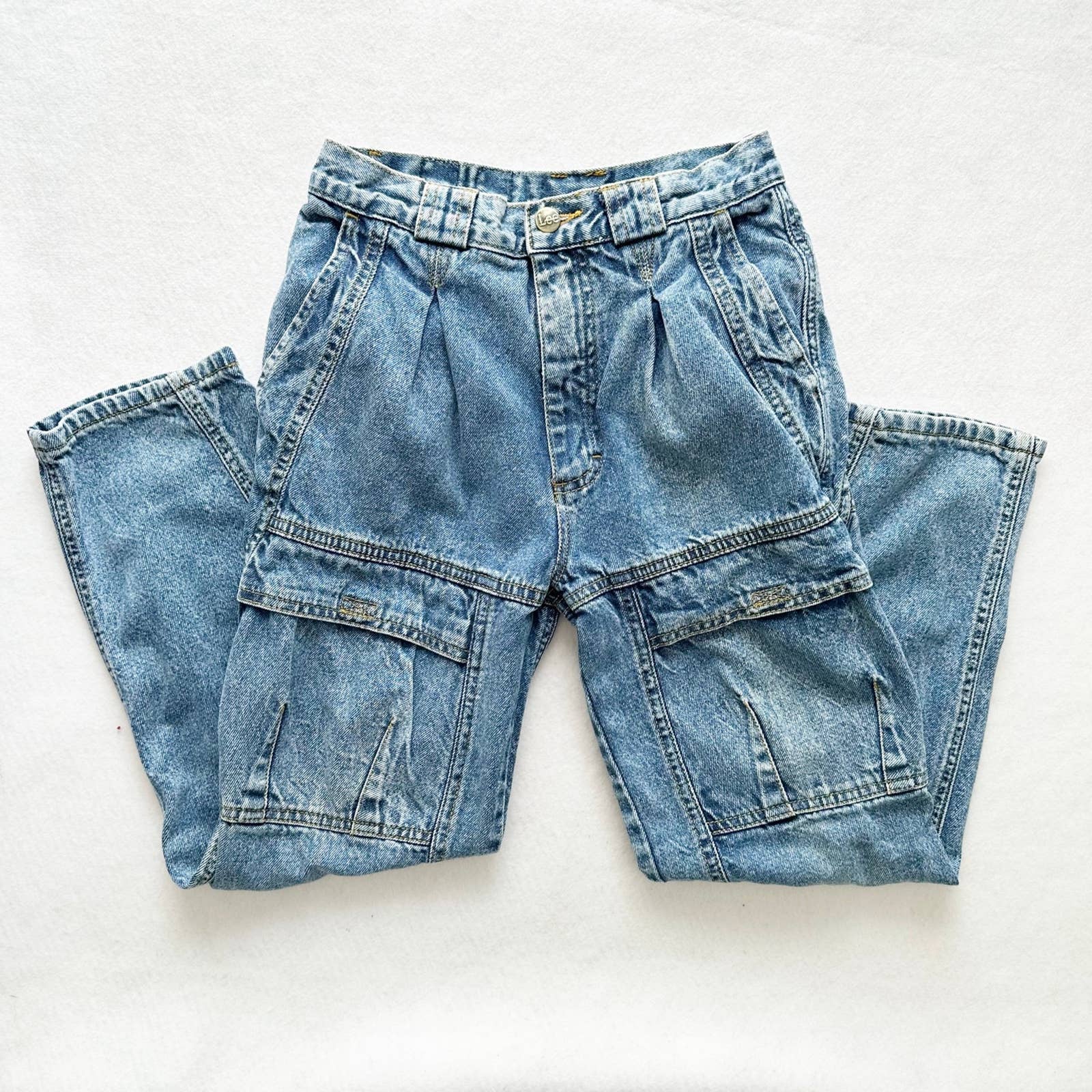 Vintage Lee Cargo Pocket Kids Jeans: 10y - Yellow Clover Vintage Kids Clothes