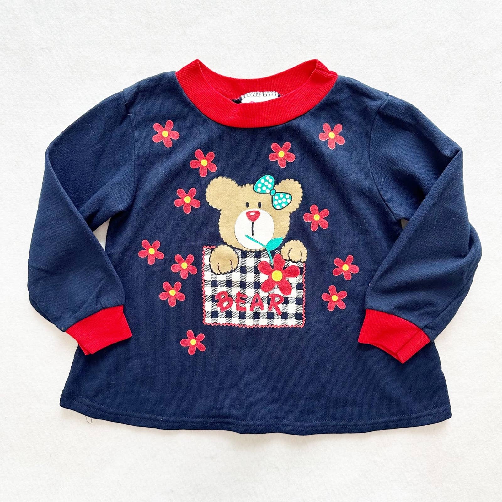 Vintage Small Steps Teddy Bear Graphic Sweatshirt: 4T - Yellow Clover Vintage Kids Clothes
