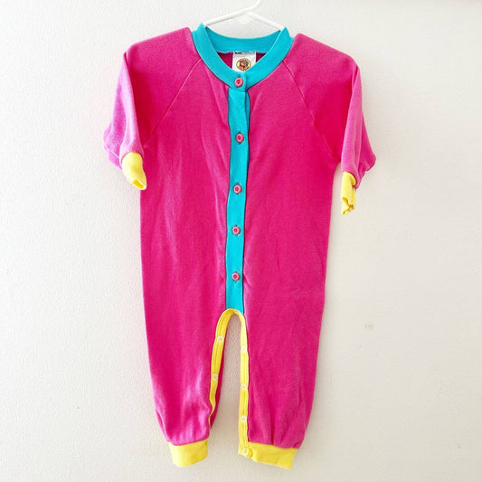 Vintage Bright Colorblock Girls Jumpsuit Romper: 12m - Yellow Clover Vintage Kids Clothes